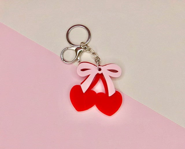 Cherry with Bows Keychain